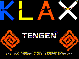 Klax title screen for Sega Master System